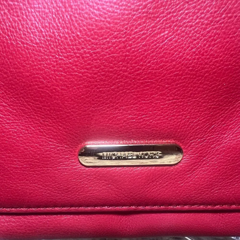 Michael Kors Red Beverly Clutch Shoulder Bag